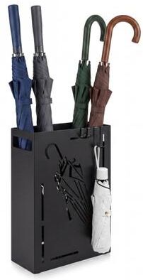Costway Rectangular Umbrella Holder Rack with Removable Drip Tray-Black
