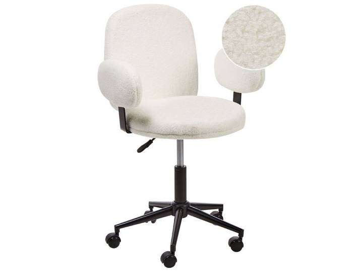 Chaise de bureau MORAGA Bouclé Blanc cassé
