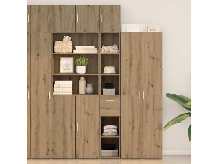 Aufbewahrungsschrank 2 Stk. Artisan-Eiche 30 x 42,5 x 225 cm Holzwerkstoff Schlankes Design, viel Stauraum, robustes Holzwerkstoff, für Innenräume, einfache Montage