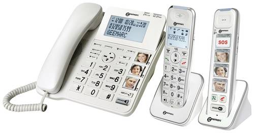 Geemarc Pack SENIOR 295 Schnurgebundenes Seniorentelefon Anrufbeantworter, Foto-Tasten, inkl. Mobilteil Beleuchtetes Display Weiß