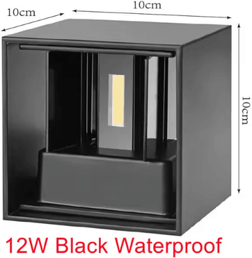 Inspire Curations Modern IP65 Waterproof LED Wall Sconce Adjustable Up & Down Outdoor Porch Light (12W) black 12w