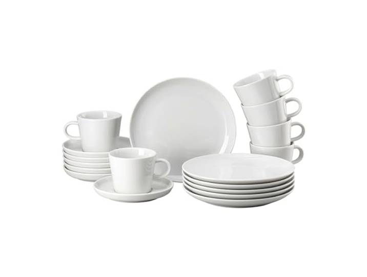 Thomas Cucina Bianca, weiss, Set 18-tlg., Frühstücksteller, Kombi-Tassen & Untertassen, spülmaschinen- & mikrowellenfest, schlichtes Design - ästhetisch und funktionell