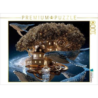 CALVENDO Puzzle Das Baumhaus-Uhrwerk-Wale-Universum | 1000 Teile Lege-Größe 64x48cm Foto-Puzzle für glückliche Stunden