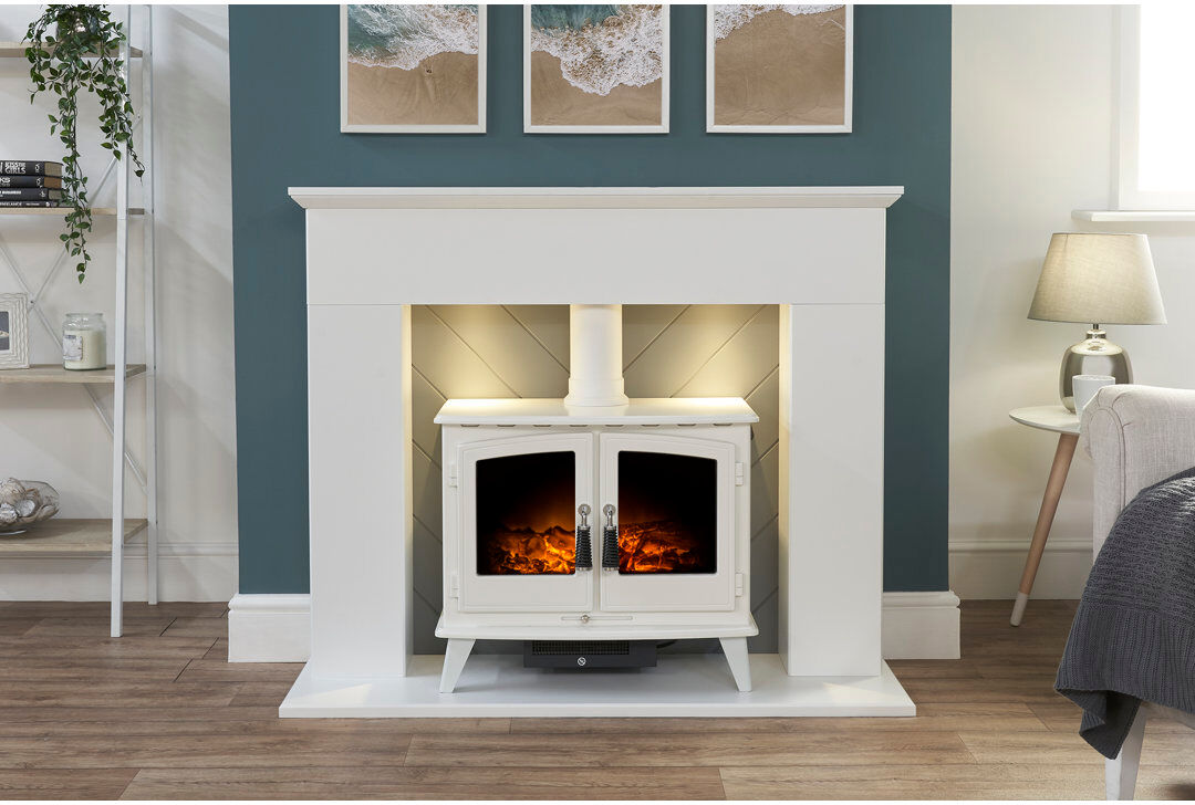 Adam 121 cm W White Electric Stove with 6824 BTU White 100.5cm H X 121cm W X 38cm D