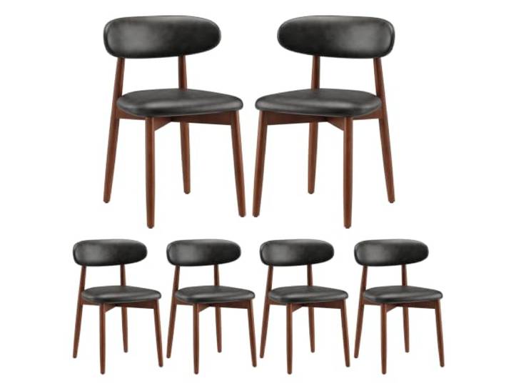 COLAMY Stühle Esszimmer 6er Set, Esszimmerstuhle Küchenstühle Hochdichter Schaumstoff, Atmungsaktives PU-Leder, Gepolsterte Sitzfläche, Sitzstuhl für Küche Wohnzimmer Haushalt & Café, Schwarz
