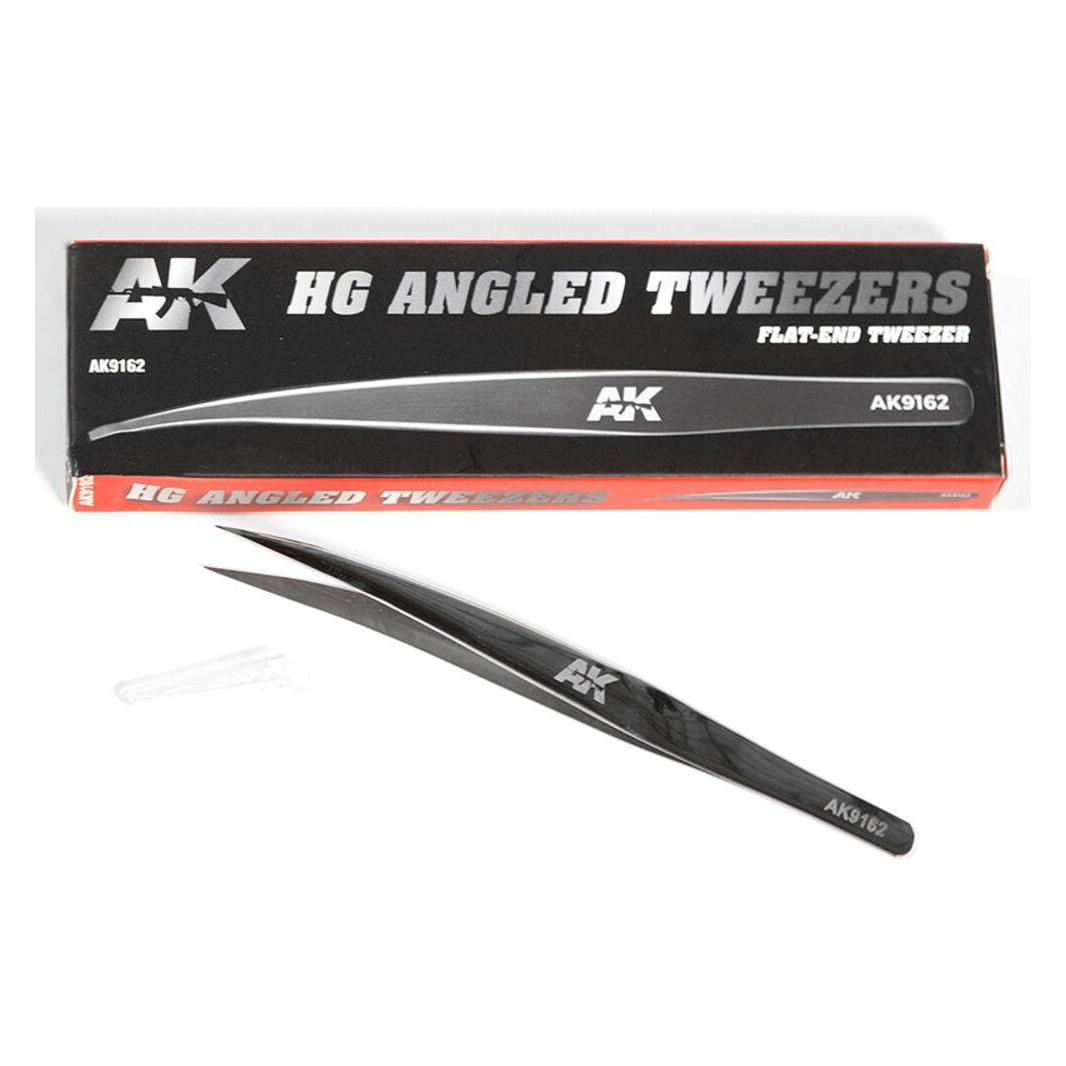AK Interactive HG ANGLED TWEEZERS 02 (FLAT-END) (AK9162)