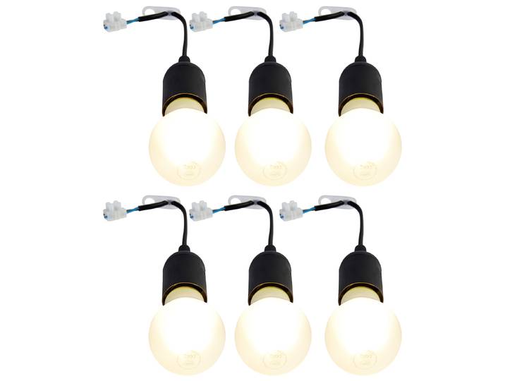 Ensemble de 6 douilles de lampe noires mobiles avec ampoules A60