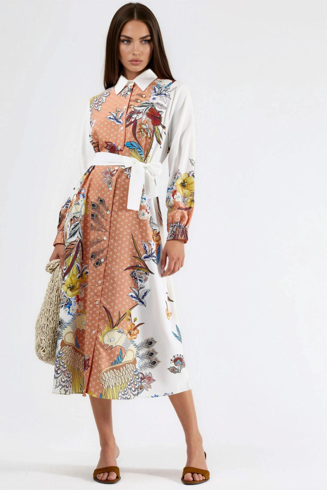 Blumen-Maxi-Kleid mit Knopfverschluss