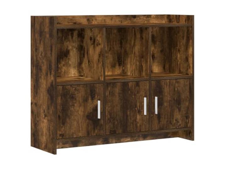KPOTUERTU Sideboard Geräucherte Eiche 98,5 x 33 x 80 cm Holzwerkstoff Rechteckige Form, zeitgemäßes Design, Metallgriffe, Esszimmer, Wohnzimmer, Flur, Buffet, Aufbewahrung