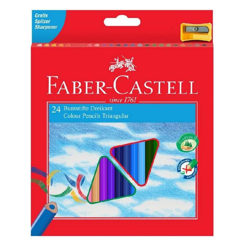 Faber-Castell Dreieckige Buntstifte 24 Eco-Farben mit Spitzer (24x) (WIKR-1012494)