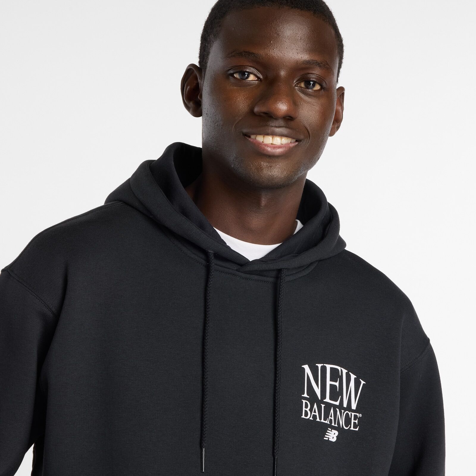 Kapuzensweatshirt NEW BALANCE, Herren, Gr. M, schwarz, Obermaterial: 60% Baumwolle, 40% Polyester, normal, angesetztes Bündchen, Sweatshirts Kapuzensweatshirt, mit Kordelzug, aus Baumwollmischung schwarz M