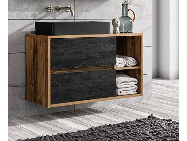 COMAD Ensemble Meuble sous-Vasque + Vasque - 100 Cm - Hampton Concrete