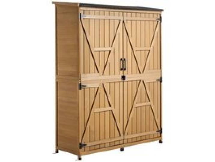 VEVOR Houten Tuinschuur, Gereedschapsschuur met Afsluitbare Deuren & Schuin Dak, Tuinschuur incl. Planken & Vloer, Gereedschapsschuur, Gereedschapskast voor Terras, Tuin, Gazon, 121x43x162,5 cm