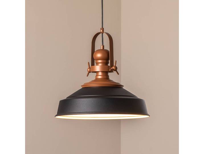 Hängelampe Opviq, dimmbar, schwarz, für Küche, Metall, Industrielles Design, Pendelleuchte