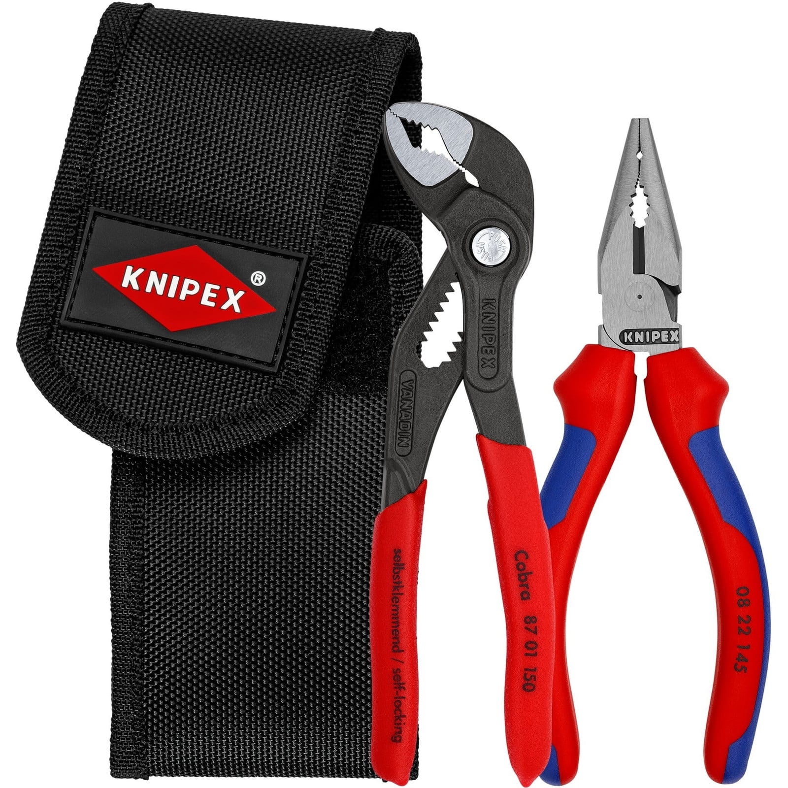 Knipex set van 2 tangen met gereedschapshouder voor gereedschapsgordel