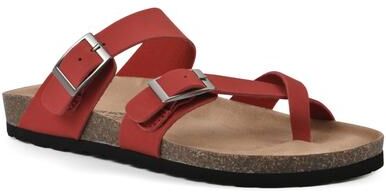 Women's Gracie Footbed Sandal by White Mountain in Red Leather (Size 9 M)