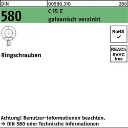 Ringschraube DIN 580 M16 C 15 E galv.verz. 10 Stück
