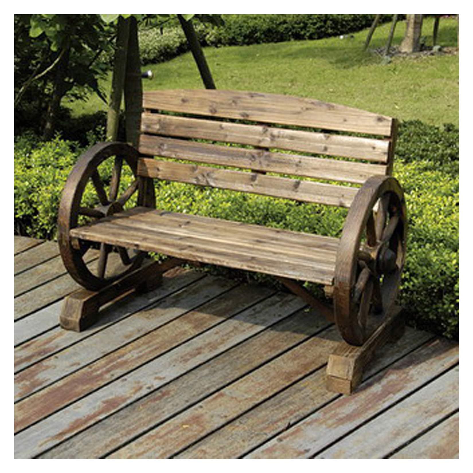 HTI-Living Gartenbank mit Wagenrädern als Armstütze Sommerset Natur