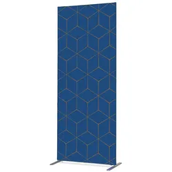 Textil Raumteiler Deko 85-200 Hexagon Blau-Braun