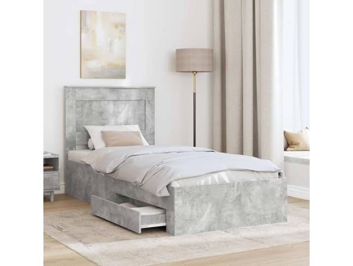SKTQYQO Bettgestell mit Schublade und Kopfteil, aus mehrschichtigem Holz Platzsparendes Design, glatte Oberfläche, moderne Linien, perfekt für zeitgenössische Innenräume