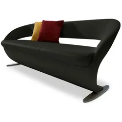 Komfort & Wohnen Solobank Wave Leder Schwarz 204 cm