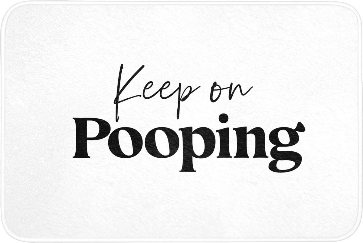 OnlyWow Badmat met Quote Keep on pooping - Wit - 90 x 60 cm - Antislip - Badkamermat