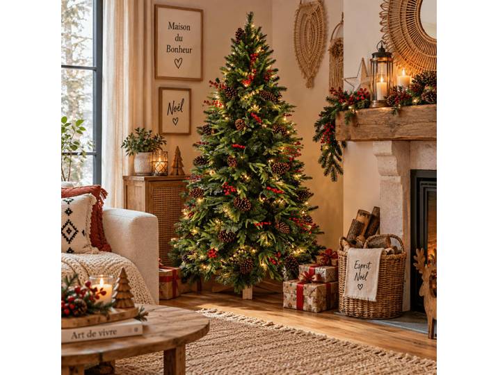 Sapin de noël lumineux en polyéthylène vert 91x91x150 cm