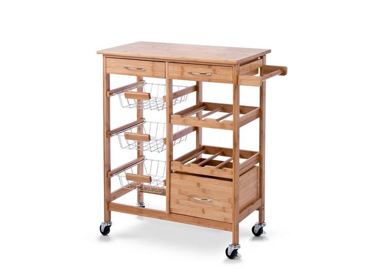 Zeller Present Servierwagen, Natur, Holz, Bambus, 66x36x84 cm, Esszimmer, Barmöbel, Barwagen
