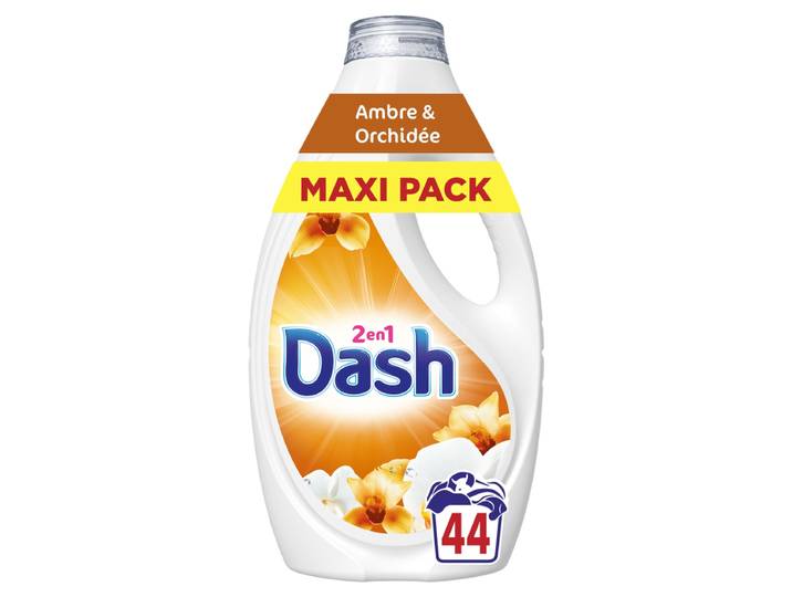 Dash 2en1 Lessive Liquide, 44 Lavages, Parfum Fleur de Monoi, Jusqu'à 3 Semaines de Fraîcheur, Fabriqué en France