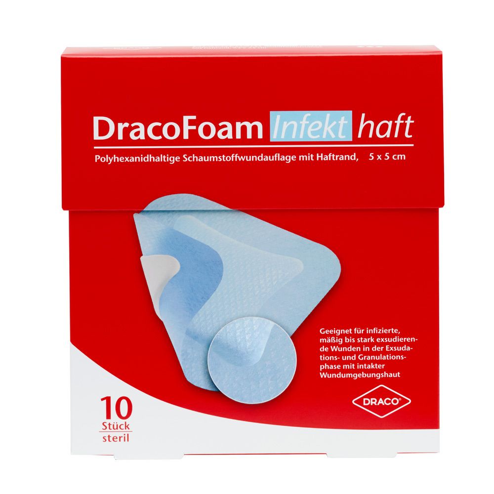 Dracofoam Infekt haft Schaumst.Wundauf.5x5 cm 10 St Verband
