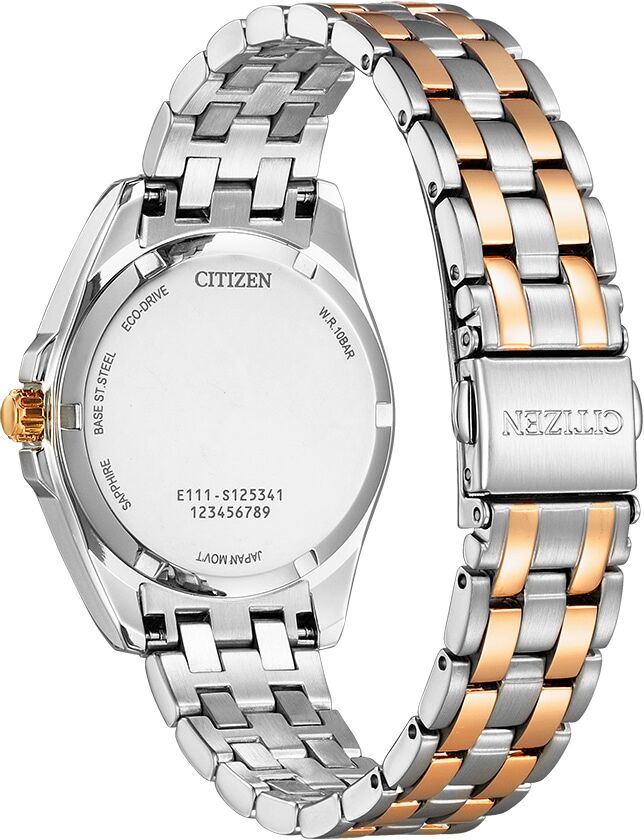 Solaruhr CITIZEN, rosa (silberfarben, roségoldfarben), Armbanduhren, Damen, Solaruhr, Armbanduhr, Damenuhr, Edelstahlarmband, bis 10 bar wasserdicht, Datum silberfarben, roségoldfarben Einheitsgröße