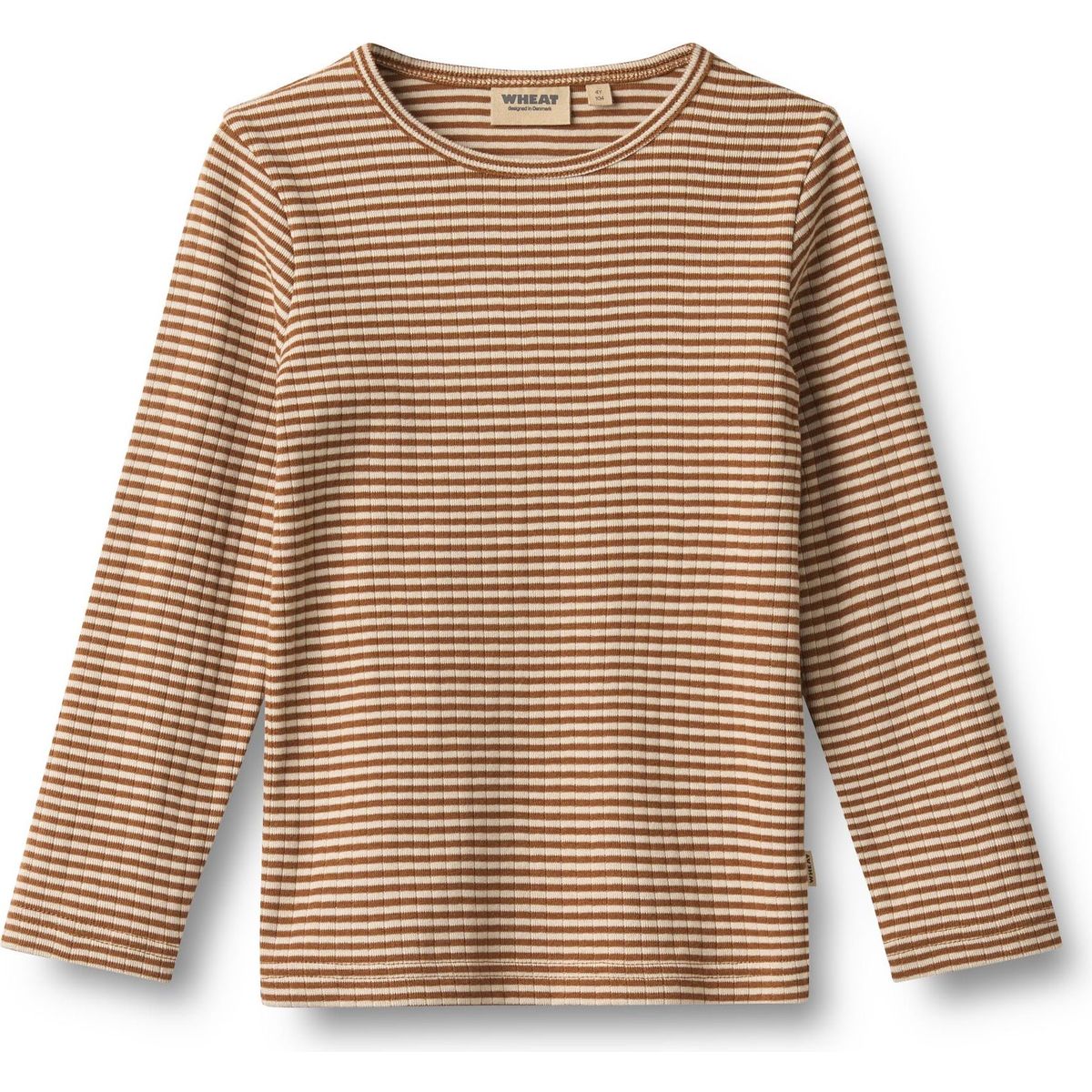 Wheat T-shirt Long Sleeve Stig warm hazel stripe (3017) 140 2151-104-GOTS-3017-140/10y