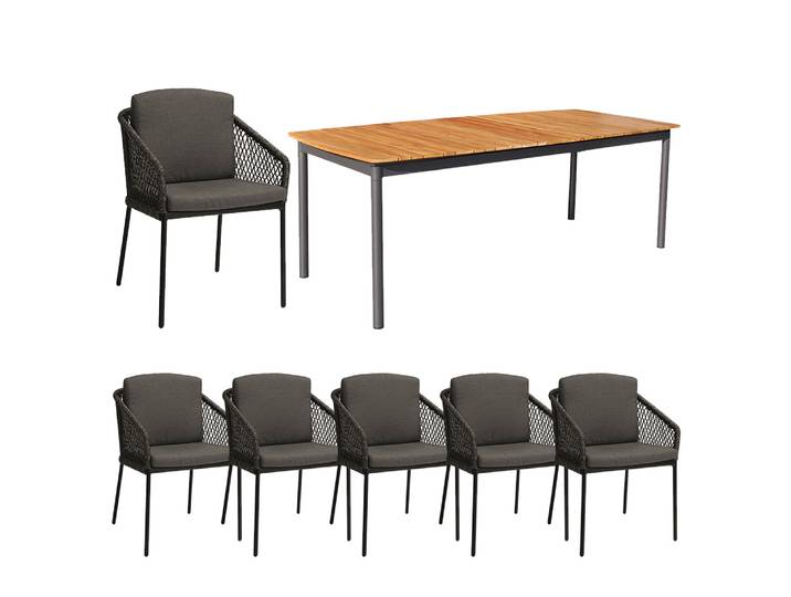 Stern 6x Sessel Odea Aluminium schwarz matt seidenschwarz mit