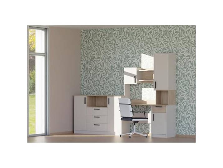 Marmex Meble Möbelset Grant Set 24C Schreibtisch Kommode 262x195cm Jugendzimmer Arbeitszimmer Cashmere