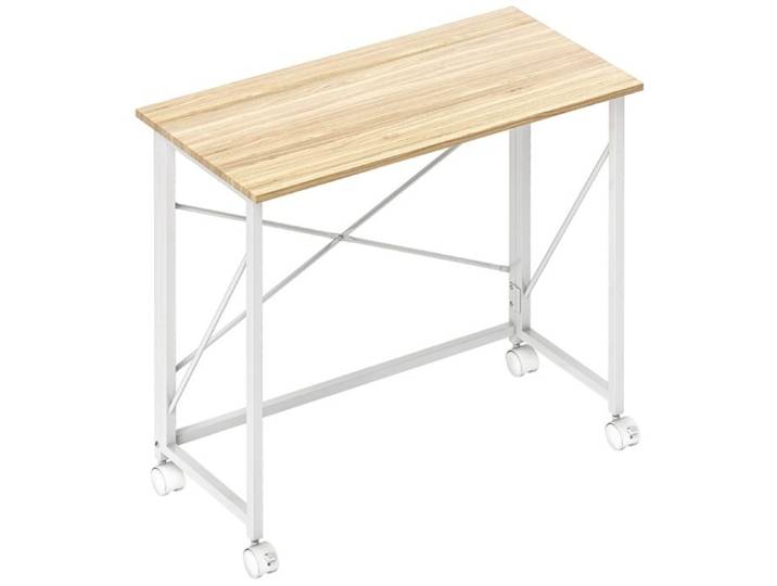 Bureau pliant avec roulettes espace économique acier MDF naturel