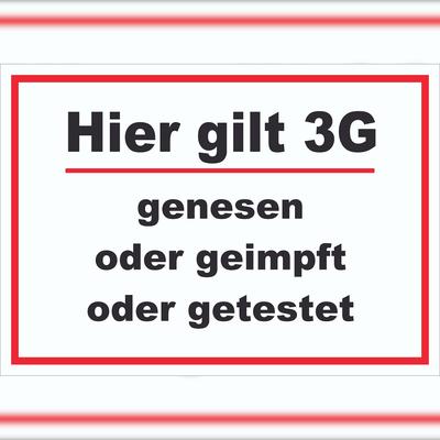 HB-Druck Hier gilt 3G Hinweis Schild mit Text waagerecht A3 (297x420mm)