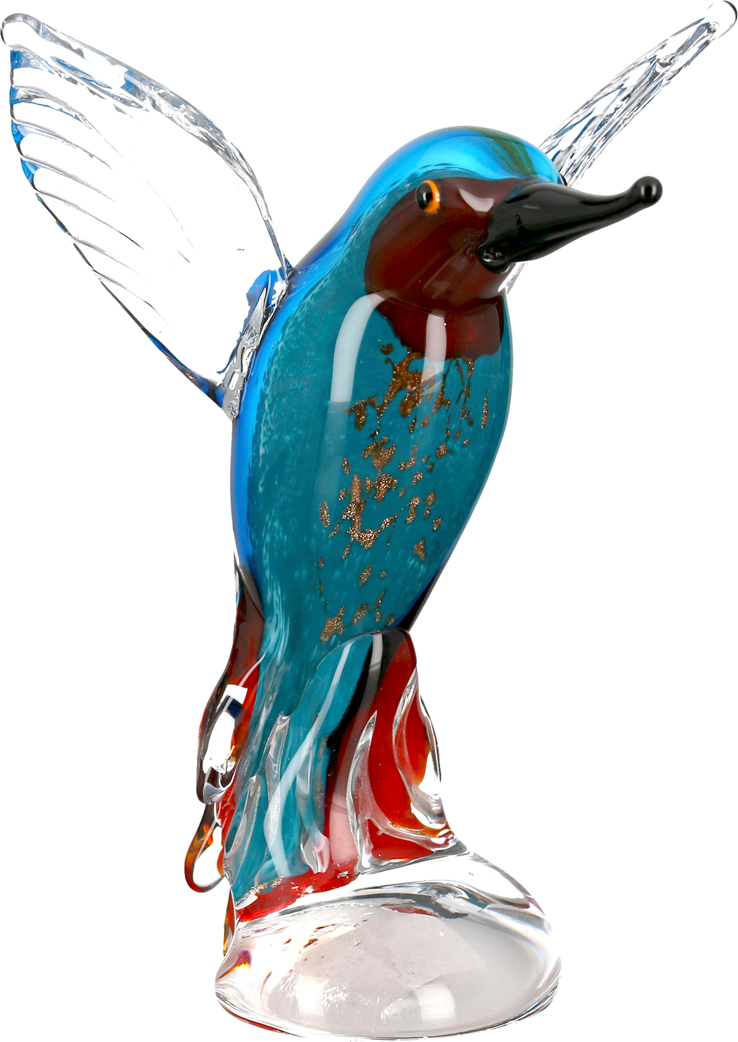 Wanddekoobjekt CASABLANCA BY GILDE "Skulptur Eisvogel", blau, B:14cm H:22cm T:14cm, Glas, Wanddekoobjekte, Wanddekoobjekt blau B/H/T: 14cm x 22cm x 14cm