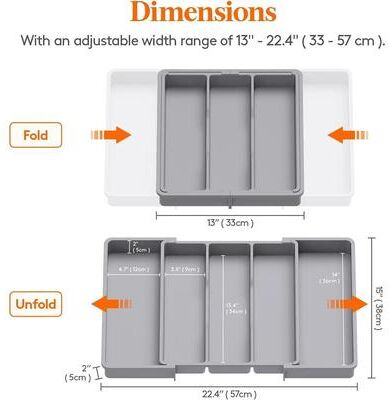 Uplifted Finds LMETJMA Premium Expandable Cooking Utensil Organizer Tray Smart Cutlery & Flatware Drawer Divider Station gray
