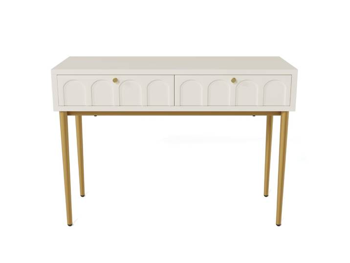 Meuble TV blanc et doré avec tiroirs design contemporain