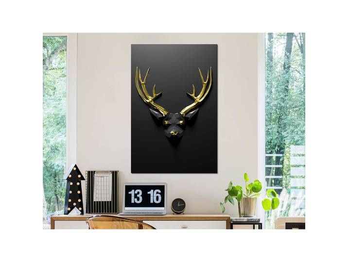 Tableau déco Golden Antlers Lin Gris 40 x 60cm