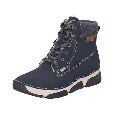 Winterboots RIEKER, Damen, Gr. 37, blau, Lederimitat, Schuhe Winterboots, Schnürboots, Schnürstiefelette mit RiekerTEX-Technologie