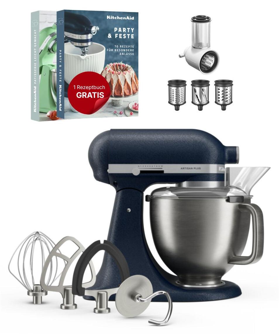 KitchenAid 4,7 L 5KSM50 Artisan Plus Küchenmaschine Beginnerset mit Gemüseschneider Wild Blueberry