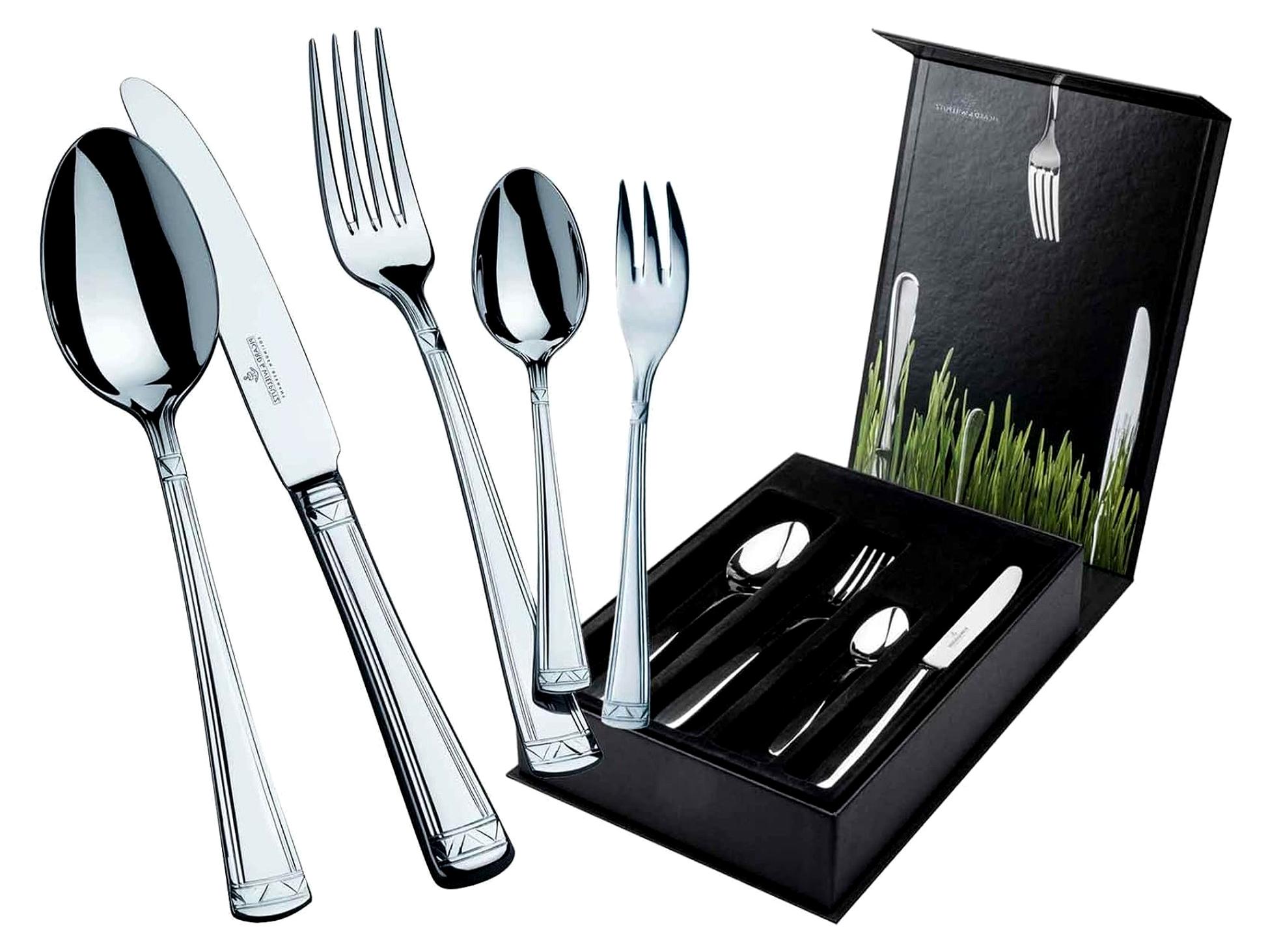 Besteckset ARADENA 30-teilig im Geschenkkarton (poliert), Tafelbesteck für 6 Personen mit Besteckbox