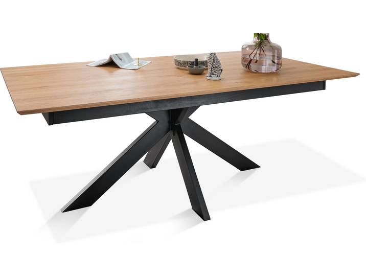 TAMIRO Esstisch ausziehbar, Material Massivholz / Metall