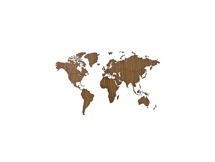 Design Wandobjekt „DIY Wooden World Map“ aus Nussbaumholz MiMi Innovations