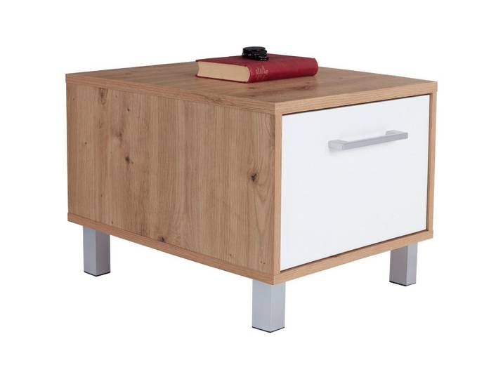 Nachtkästchen Eiche Dekor/Weiß H: 37 cm Box