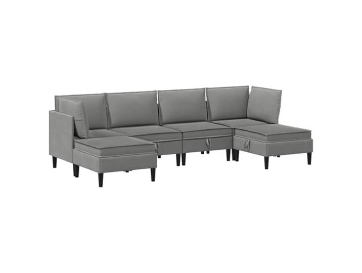 Favemtsl 6-TLG Wohnzimmergarnitur Sofa Set mit Kissen Dunkelgrau Modulares Couch Set fürs Wohnzimmer: Dicke Schaumstoffkissen und stabiles Sperrholzgestell sorgen für hohen Komfort.