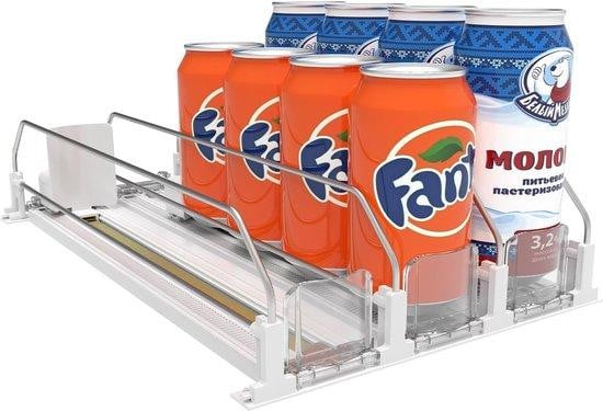 Benza Ibenzoa Koelkastorganizer met automatisch schuifsysteem en 2-voudige zijgeleiders, ABS en roestvrij staal