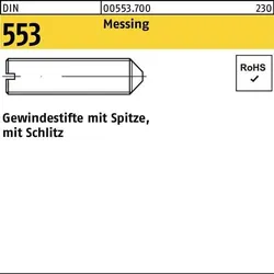 Gewindestift DIN 553 Schlitz/Spitze M5x 10 Messing 100 Stück