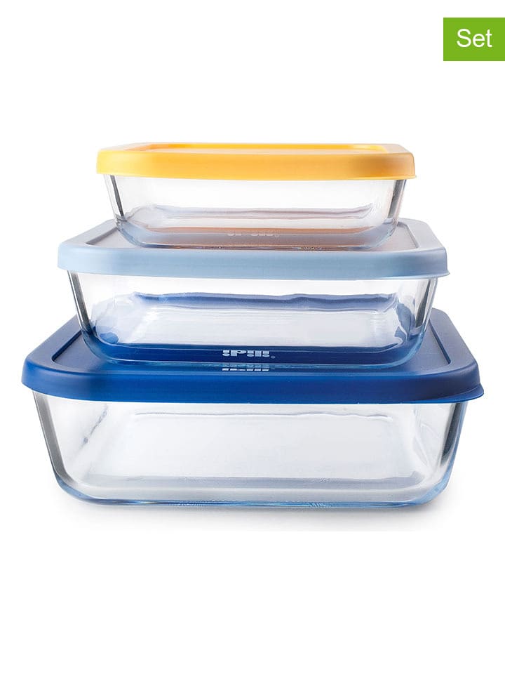 Ibili 3er-Set: Frischhaltedosen ''Eco'' in Blau/ Orange - onesize